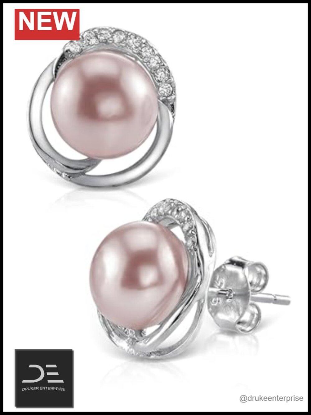8-9mm Freshwater Pearl Dangle Earrings Gold Plated Silver